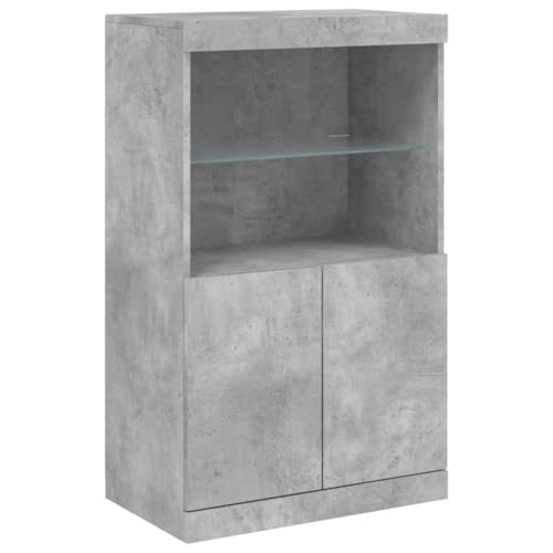 vidaXL Buffet avec Lumières LED, Armoire Latérale de Rangement, Organisateur de Salon Salle de Séjour Maison Intérieur, Moderne, Gris Béton