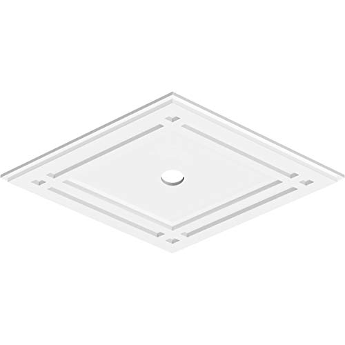 Image of Ekena Millwork CMP30X20DD-02000 Diamond Architectural Grade PVC Contemporary Urethane Ceiling Medallions 30 inchW x 20 inchH x 2 inchID x 10 1 /2 inchC x 1 inchP