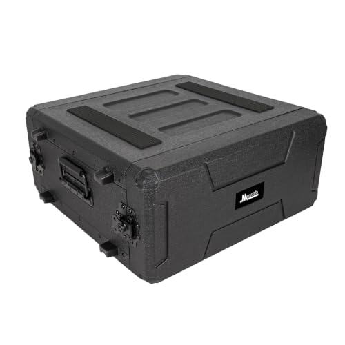 Image of 4U Rack Case Shallow 16 inch Depth, 19 inch Rackmount Flight Road Travel Case, Waterproof Protective Hard Case with Customized Foam, Wireless Mic System Storage /Amp /Effect /DJ Mixer