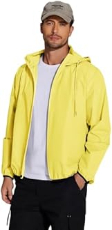 COOFANDY Men's Packable Rain Jacket Lightweight Waterproof Raincoat with Hood Travel Hiking Golf Windbreaker