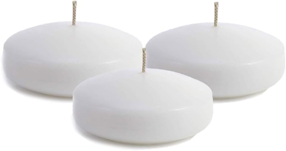 2Pcs White Floating Candle Unscented Dripless Tealights Wax Discs for Wedding Decoration Pool Centerpieces Parties Decor