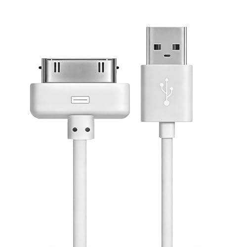 YANAJIAJIA 30 Pin USB Sync and Charging Data 1 Pack Charging Lead Compatible with iPhone 4 4S iPad 1 2 3 iPod Nano and Touch Old iPad Charger Cord Data Sync Wire White