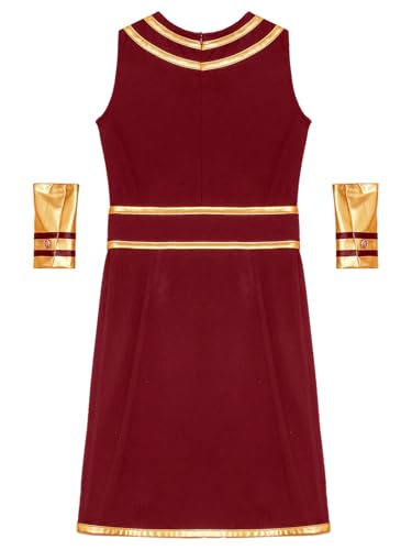 renvena Kids Boys Egyptian Pharaoh Outfits Sleeveless Shiny Metallic Toga Gown with Wrist Bands Set4