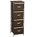 Household Essentials 2-Tier Storage Chest of Drawers Bronze Frame Wood Grain Top and 4 Brown Storage Bins with Natural Jute Trim