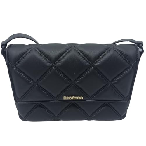 Moleca, Bolsa Moleca Feminina PVC com Detalhe em Mosaico (Preto)
