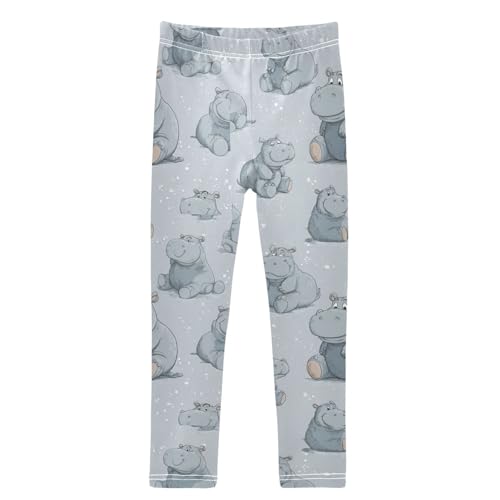 Boccsty Grey Hippo Girls Leggings Kids Yoga Pants Dance Active Tights 4T