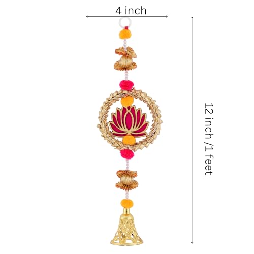 Image of Prapti Handicrafts Handmade Traditional Lotus Wall and Door Hanging for Home | Diwali Decor | Wedding and All Festival Decoration | Decorative Pooja Room mandir Pack of 4 (Style 16)