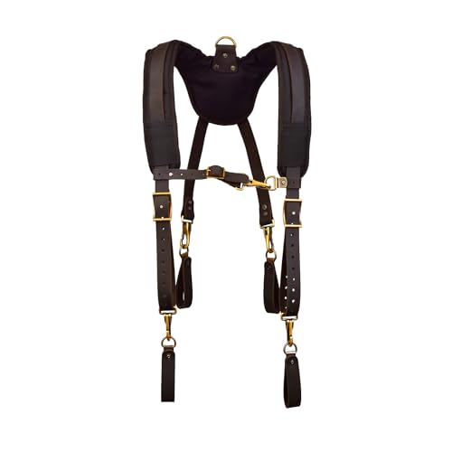 OX Tools Pro Oil Tanned Leather Tool Belt Suspenders for Men - Heavy Duty & Padded Support w/Adjustable Chest Strap OX-P263501 - Tirantes Para Bolsas de Construccion