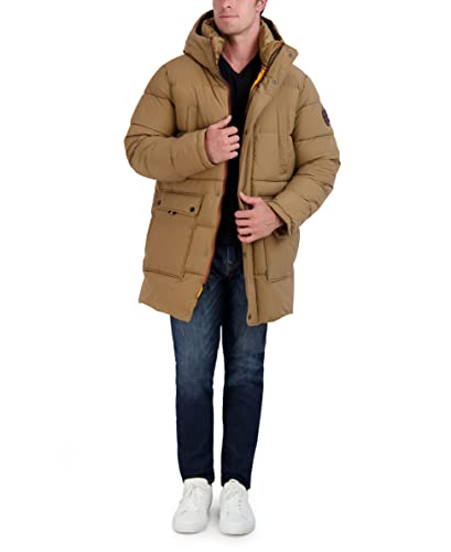 Image of HFX Men's Water Resistant Jacket Long Sleeve Zip Up Heavyweight Hood Quilted Stretch Parka Coat