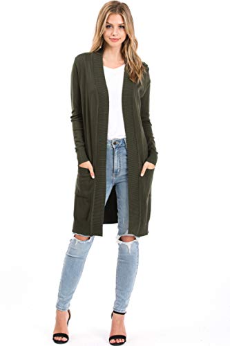 Image of Urban Look Women's Long Sleeve Classic Open Front Knit Long Cardigan