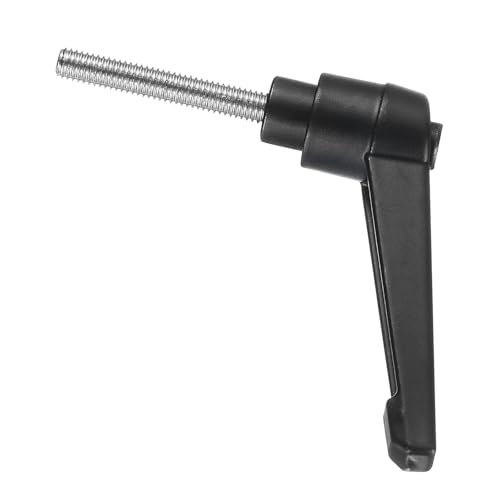 Image of uxcell Adjustable Clamping Lever Handle M5 x 30mm Metric 304 Stainless Steel Male Threaded Stud Hand Knobs Push Button Ratchet Rotating Screw Handles Bolts with Locking Lever Black