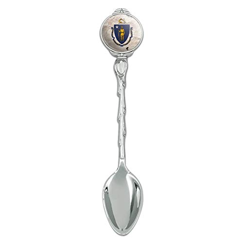 Rustic Massachusetts State Flag Distressed USA Novelty Collectible Demitasse Tea Coffee Spoon