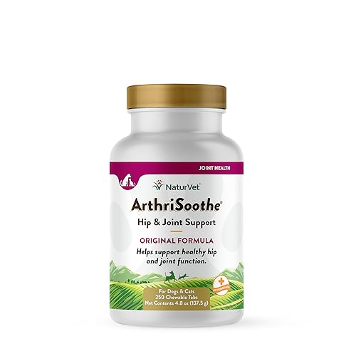 NaturVet ArthriSoothe Hip & Joint Formula Pet Supplement for Dogs & Cats – Includes Glucosamine, MSM, Chondroitin, Boswellia, Green Lipped Mussel – Supports HIPS, Joints – 250 Ct.