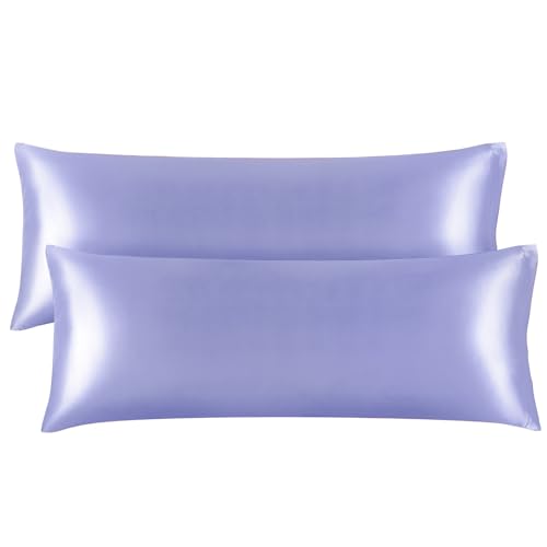 BEDELITE Satin Body Pillow Cover 2 Pack, Super Soft and Cooling Body Pillow Pillowcase for Hair and Skin, Breathable Silky Full Long Pillowcase Cover(20