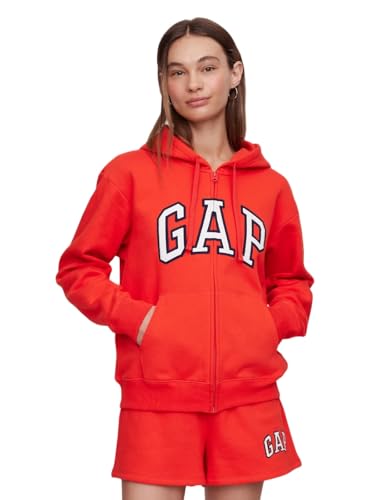 GAP womens Logo Hoodie Hooded Full Zip Sweatshirt Poster Red M