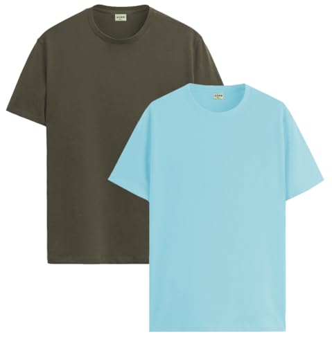 Image of ADRO Men's Cotton Regular Fit Combo Plain Solid T-Shirt Pack of 2