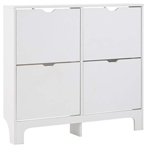 GFW Narrow Shoe Storage Cabinet, 17 cm Depth x 102 cm Width x 90 cm Height, White