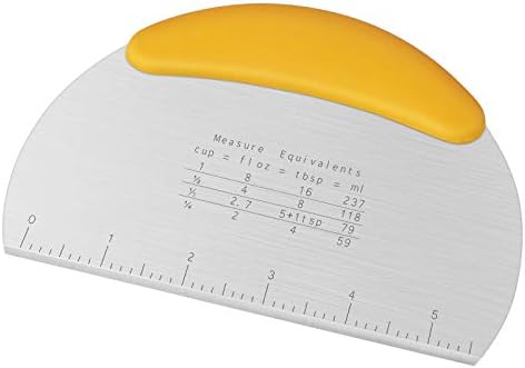 Asdirne Dough Scraper, Dough Cutter with Food Grade Stainless Steel Blade and Soft TPR Handle, 16CM, Pastry Scraper, Yellow