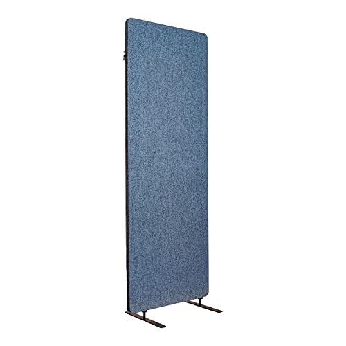 Stand Up Desk Store ReFocus Freestanding Noise Reducing Acoustic Room Wall Divider Office Partition (Steel Blue, 24  W x 66  H, Zippered Extension Panel)