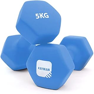 KAYMAN Neoprene Dumbbells with Free Poster  Weight Set for Home Gym | Fitness Training Equipment | Anti-Slip Grip Material | Comes with Workout Guide | Pair of 1kg 2kg 3kg 4kg 5kg 6kg 8kg 10kg