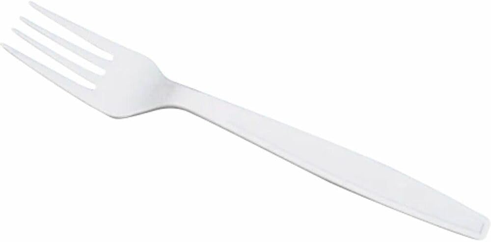 U3530W 7" Poly-Wrapped Heavy-Weight Disposable Fork, White (Pack of 1000)