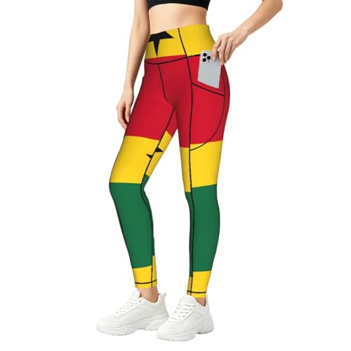 Leggings con estampado de Ghana y bolsillos para un entrenamiento cómodo