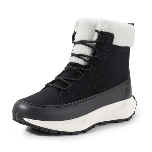 NORTIV 8 Women's Winter Boots Ankle Waterproof Lightweight Snow Sneaker Boots Black 7.5