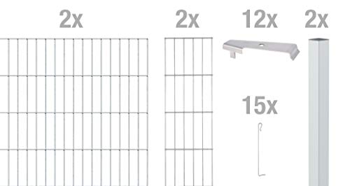 Alberts 642013 Zaungabionen Cluster | verschiedene Längen und Höhen | zum Einbetonieren | feuerverzinkt | Mattenbreite 200 cm | Höhe 80 cm