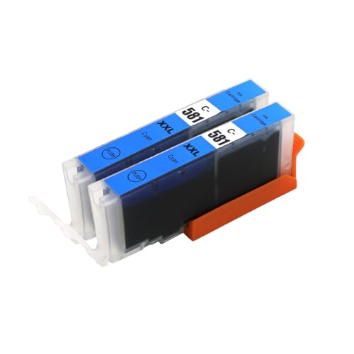 Go Inks® 2 Cyan Ink Cartridges to replace Canon CLI-581C Compatible/non-OEM for PIXMA Printers, High Capacity