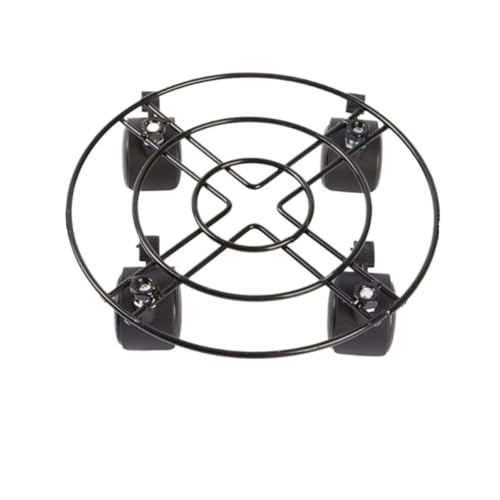 Soporte móvil para plantas con ruedas, soporte redondo de hierro grueso, polea de freno universal, carrito de flores para plantas en maceta (negro, 35 cm)