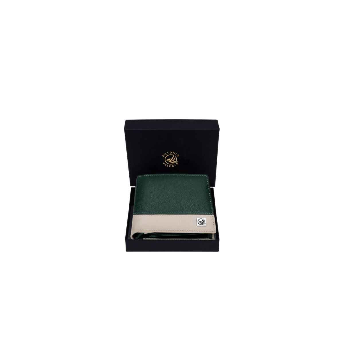 ANTONIO VALERIA Jake Green/Sand Leather Wallet for Men