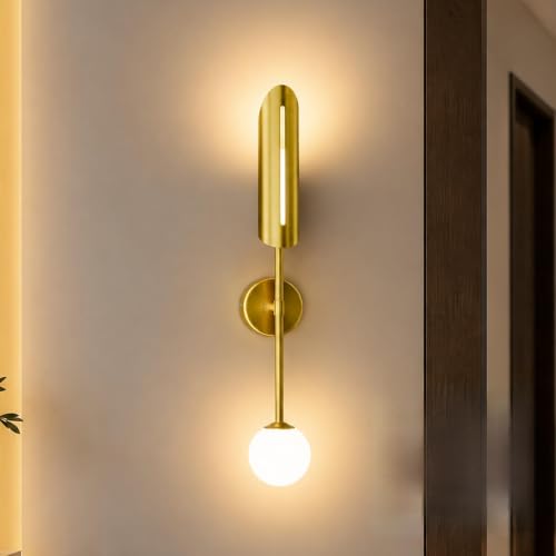 Image of Murphy Alaris Brass LED Wall Light 12W | Gold Decorative Wall Lamp | 3 in 1 White Color Modes | Aluminium Body | Indoor Designer Wall Light | 2 Year Warranty | Pack of 4