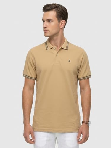 Image of Raymond Men Modern Fit Solid Pattern Pure Cotton Polo Neck Half Sleeve Casual T-Shirt