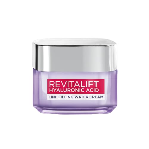 L’Oréal Paris Hyaluronic Acid Line Filling Water Cream, Moisturiser, Hyaluronic Acid for Hydration, Replumps Skin, Ceramides for Skin Barrier Repair, Reduces Fine Lines, 15ml