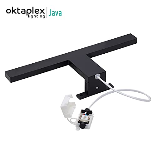 Oktaplex lighting LED Spiegelleuchte Java 5W IP44 schwarz | Schranklampe 3000K warmweiß Aufbauleuchte 320Lm 30cm… – Bild 4