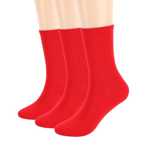 Image of Womens Colorful Basic Sock -Unique Knit Cotton Crew Socks 3 Pack