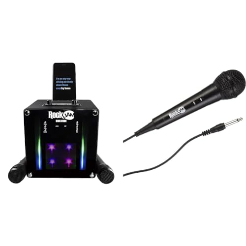 RockJam RJSC01-BK Singcube 5-Watt Rechargeable Bluetooth Karaoke Machine with Two Microphones & Karaoke Microfono cablato unidirezionale microfono dinamico unidirezionale con cavo
