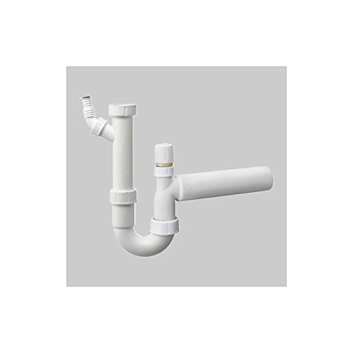 Haas Siphon 2826 für Spüle, 1 1/2' x DN 50, mit Geräteanschluss und Rohrbelüfter, Polypropylen, weiß