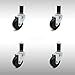 Stainless Steel Hard Rubber Swivel Expanding Stem Caster Set of 4 w/3" x 1.25" Black Wheels and 1-1/4" Stems - Includes 4 Swivel - 1100 lbs Total Capacity - Service Caster Brand