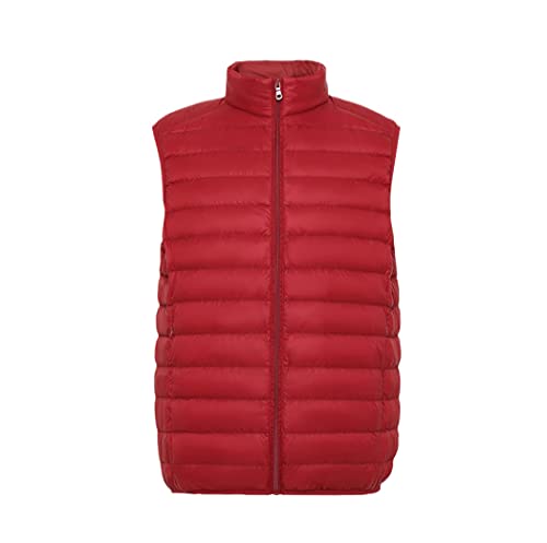 Chaleco de plumón de pato para hombre gilet ligero rojo talla XL