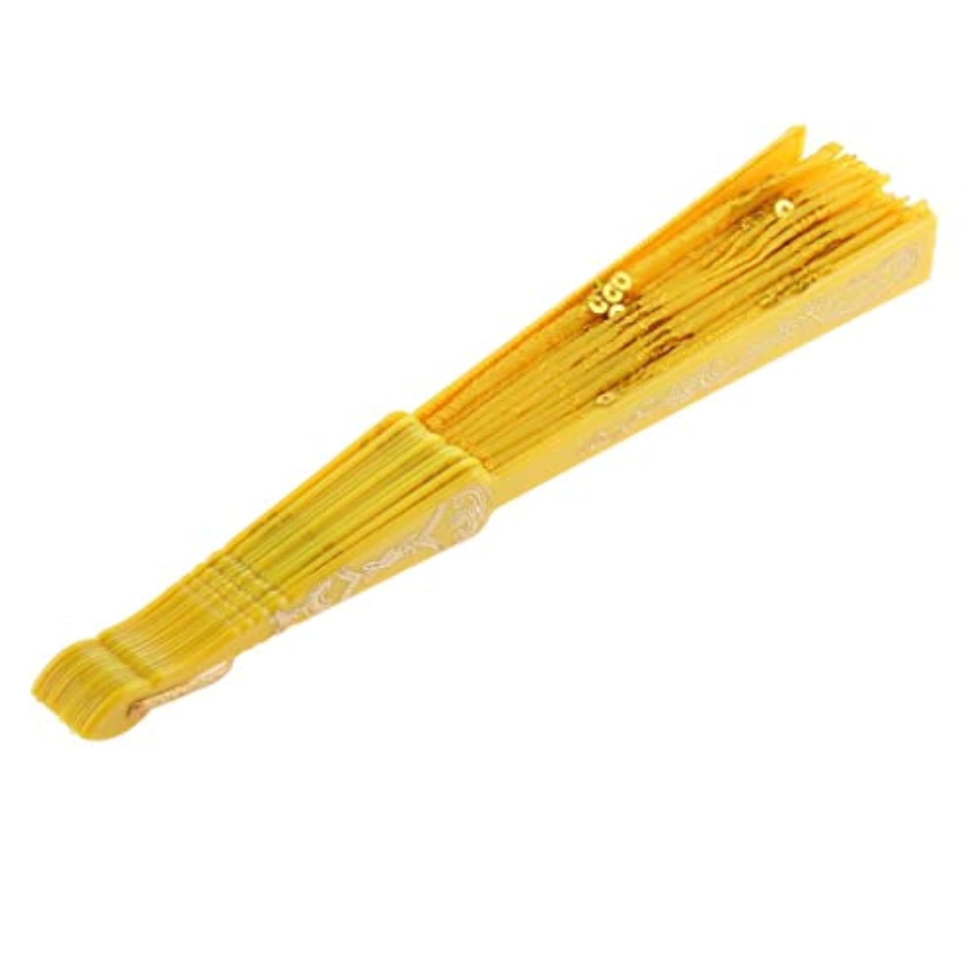 Yellow Fabric Hand Fan with Bronzing Sequin