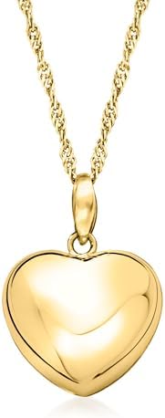 Ross-Simons Italian 18kt Gold Over Sterling Puffed Heart Pendant ...