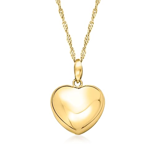 Ross-Simons Italian 18kt Gold Over Sterling Puffed Heart Pendant Necklace