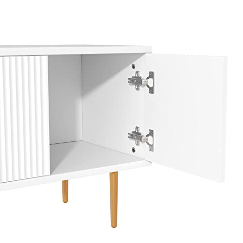Royard Oaktree Tv Stand For Tvs Up To 75'' Modern Entertainment Center With Storage Wood Tv Cabinet Media Console Table For Living Room Bedroom,White #TOP2