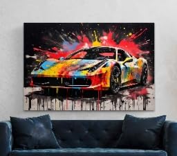 Art graffiti de voiture jaune pour décoration murale de bureau