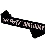It’s My 17th Birthday Sash,17th Birthday Sash Decor,Glitter 17th Birthday Gifts for Girls,Happy 17th Birthday Party Decoration