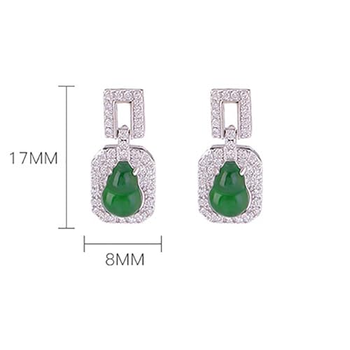 Boucles d'oreilles jade vert et argent 925 fait main chic - 3