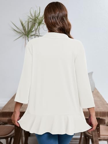 Image of AusLook Women's Plus Size Lightweight Open Front Cardigan 3 /4 Sleeve Cover Ups Shrugs Shawls and Wraps Kimono Jacket Coat