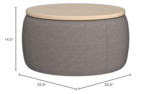 Kakotito Modern Round Storage Ottoman With Wooden Lid,Circle Ottoman Handmade Ottoman Coffee Table,End Table & Footstool thumb #1
