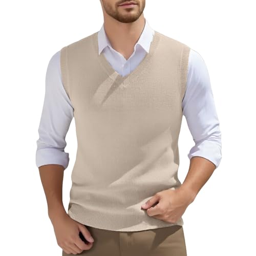 Sweater Vest for Men Regular V Neck Sleeveless Pullovers Sweater for Fall Winter Casual Knitwear